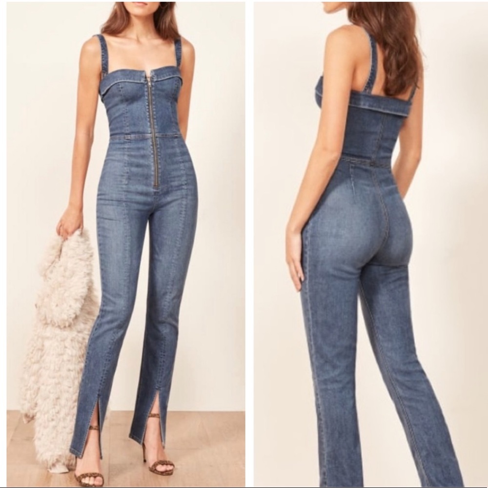 Reformation Crawford Denim Jumpsuit Sz 10